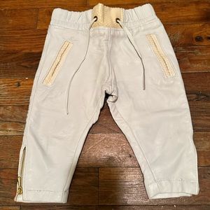 Baby White leather and python jogger pants